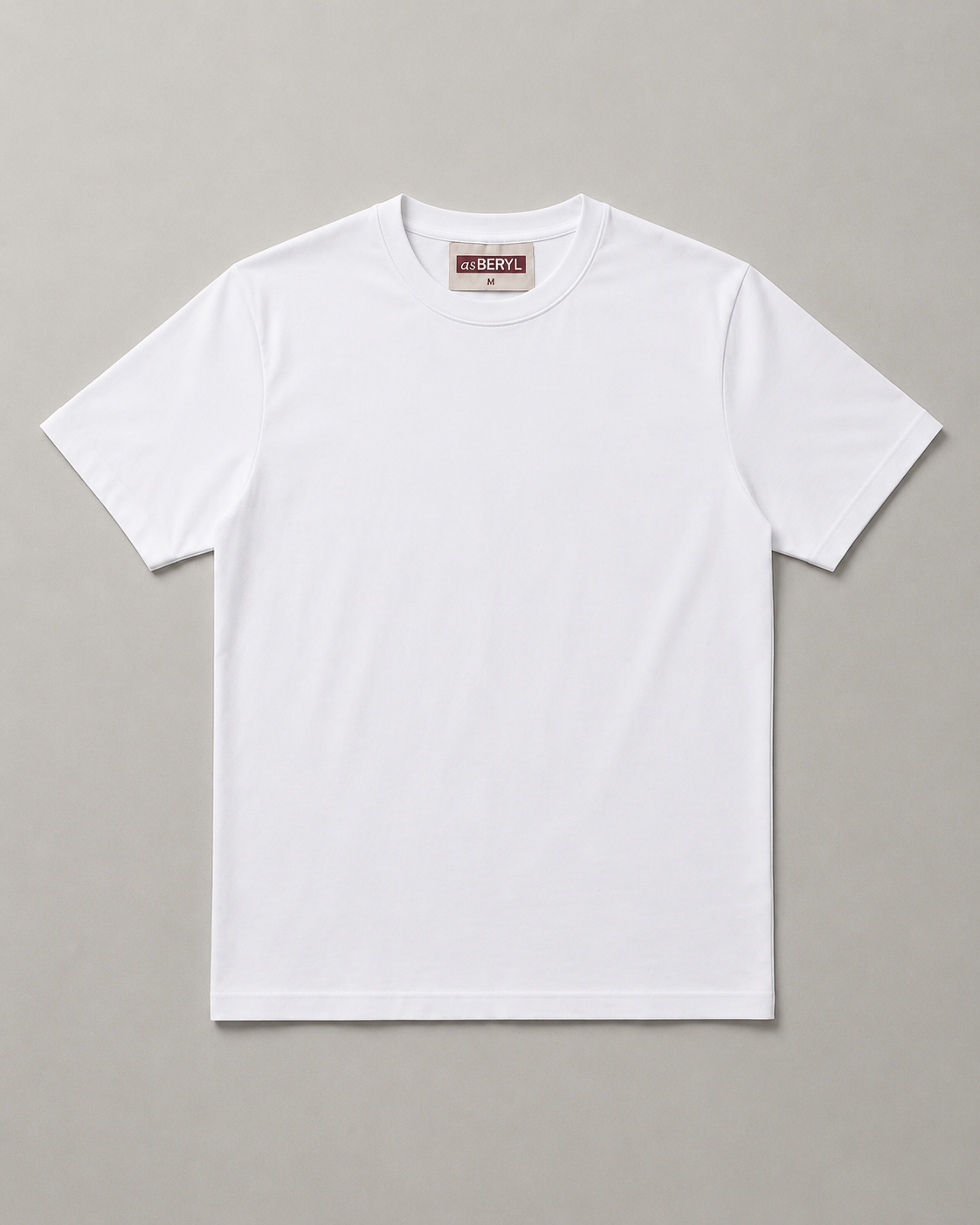 Normal Fit | White Crew Neck T-Shirt | Premium Cotton | asBERYL