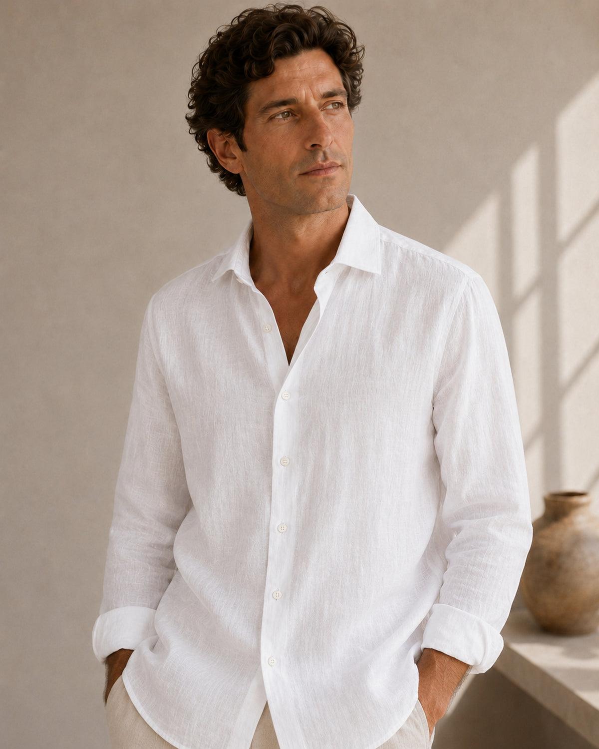 Pure Linen Classic Shirt White | Men's Linen | asBERYL