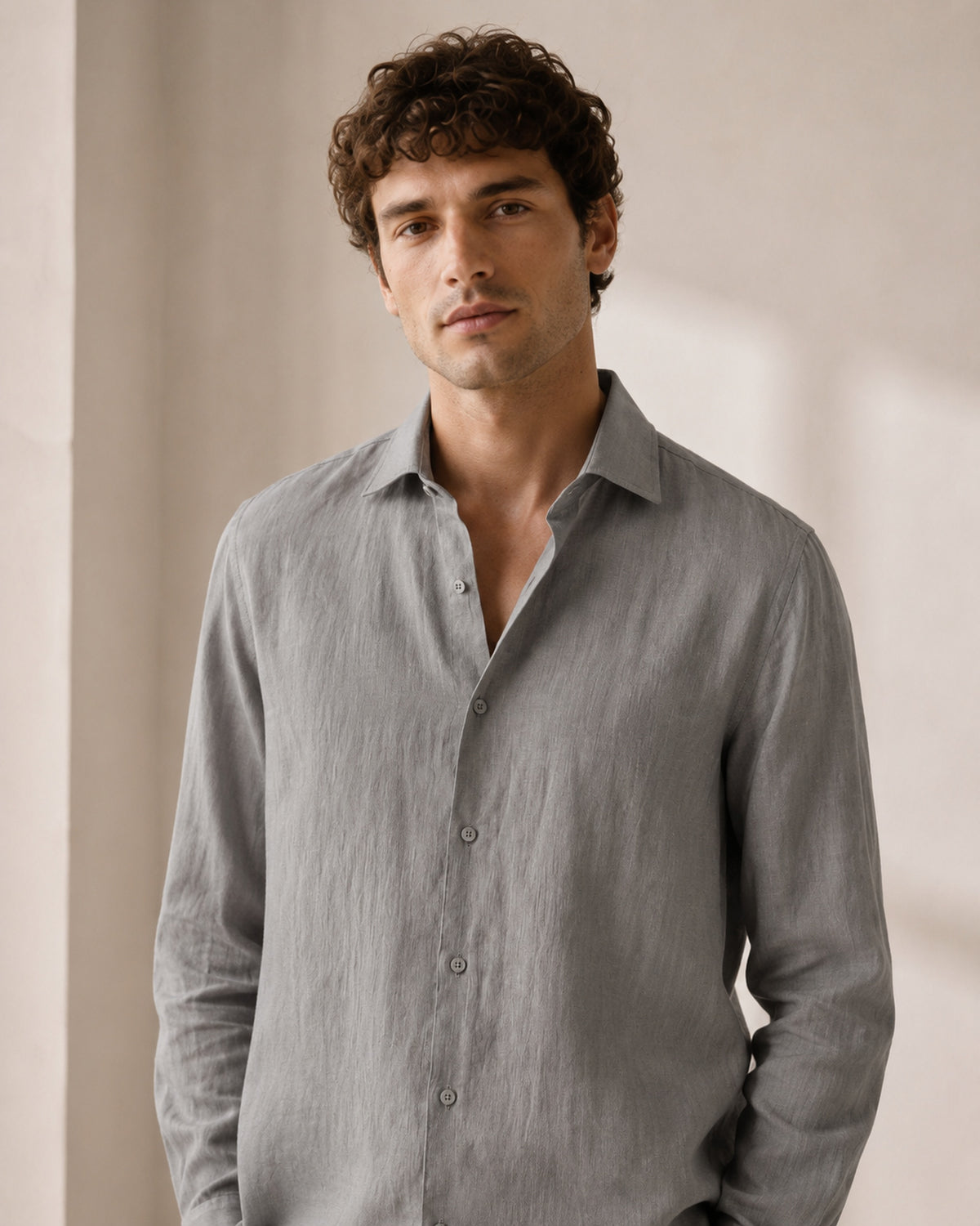 Pure Linen Classic Shirt Grey | Men's Linen | asBERYL