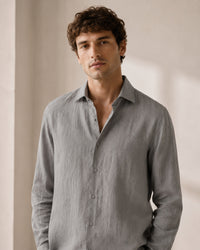 Pure Linen Classic Shirt Grey | Men's Linen | asBERYL