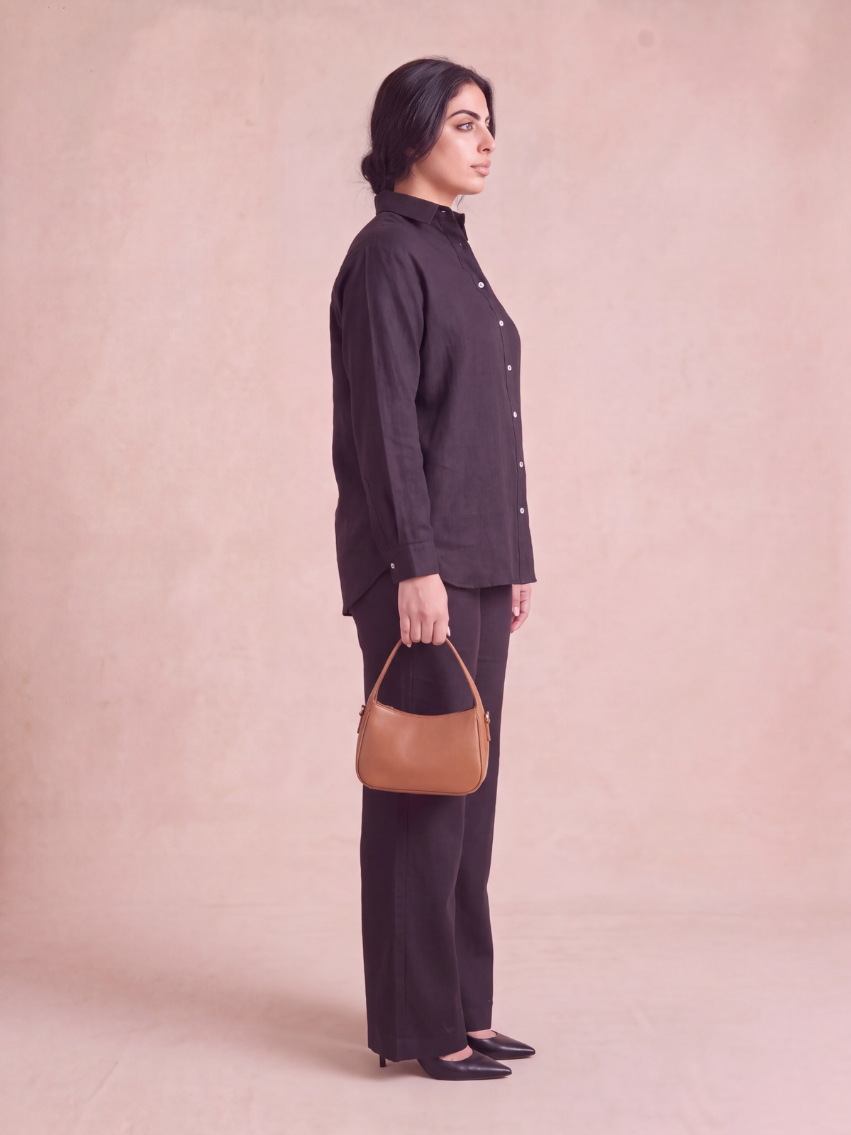 Black Linen Co-ord Set Women | Two-Piece | asBERYL UAE