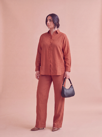 Burnt Orange Linen Co-ord Set Women | Two-Piece | asBERYL UAE