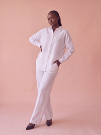 White Linen Co-ord Set Women | Two-Piece | asBERYL UAE