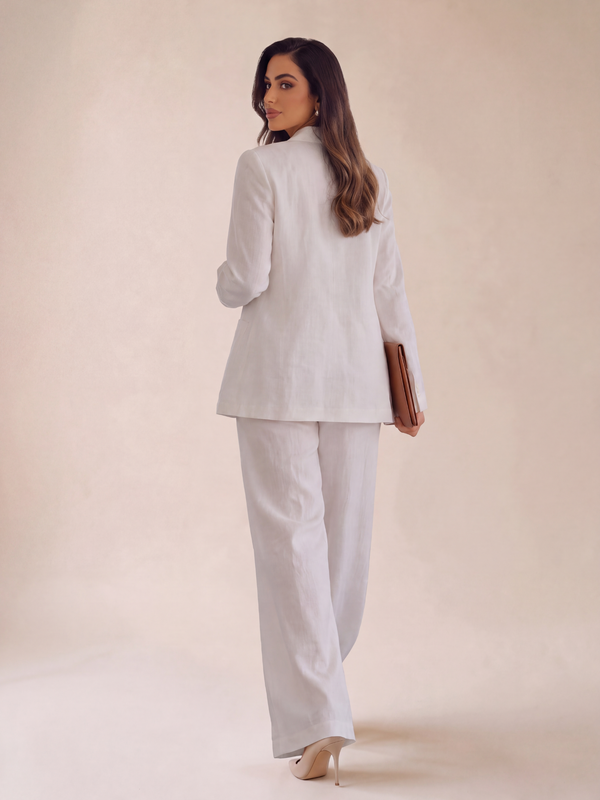 White Linen Blazer Set Women | Two-Piece Suit | asBERYL UAE