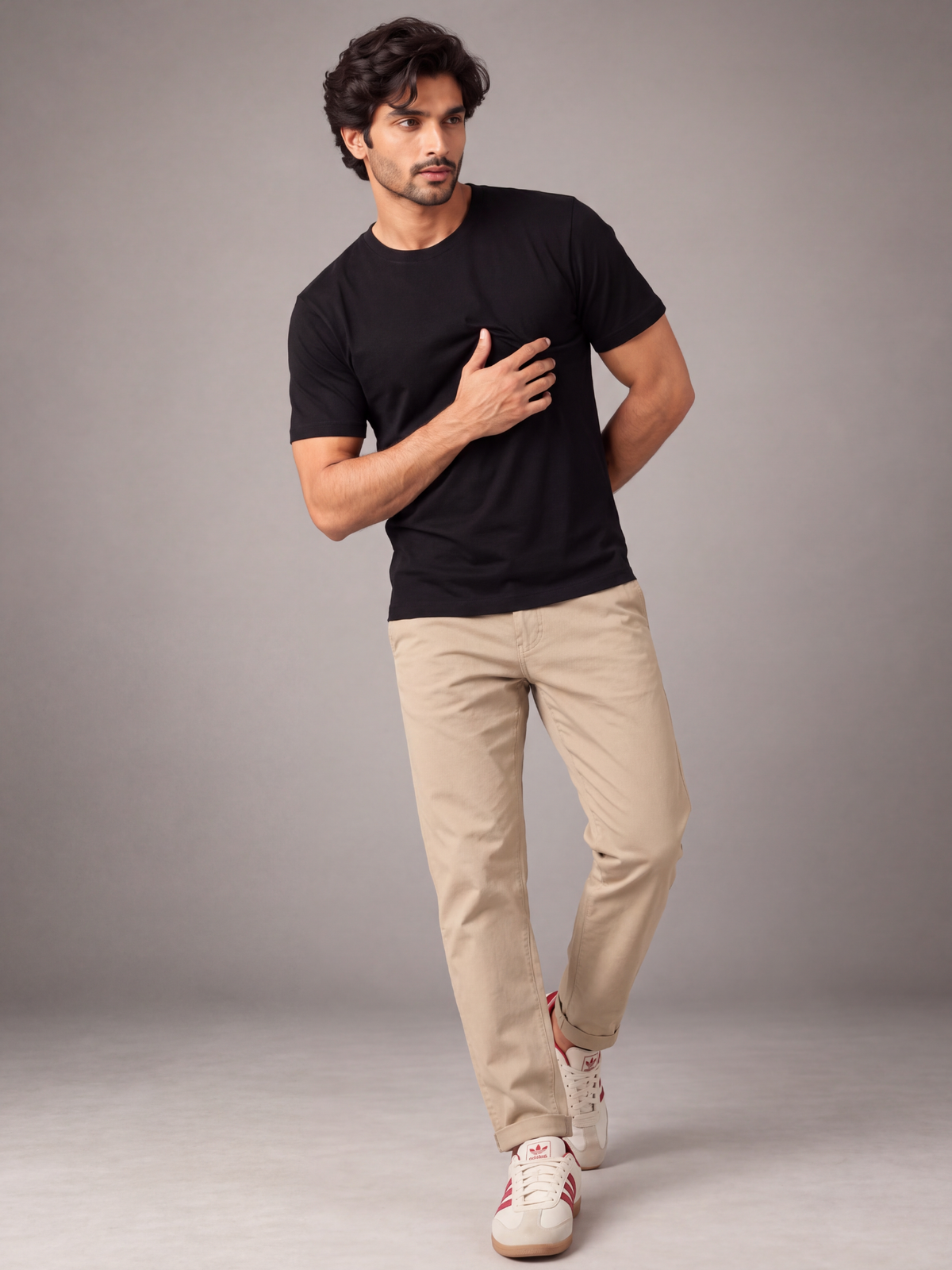 Normal Fit | Black Crew Neck T-Shirt | Premium Cotton | asBERYL