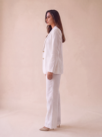 White Linen Blazer Set Women | Two-Piece Suit | asBERYL UAE
