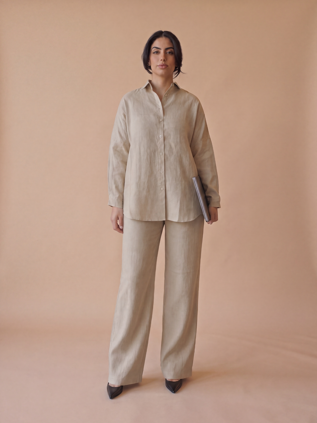 Beige Linen Co-ord Set Women | Two-Piece |  asBERYL UAE